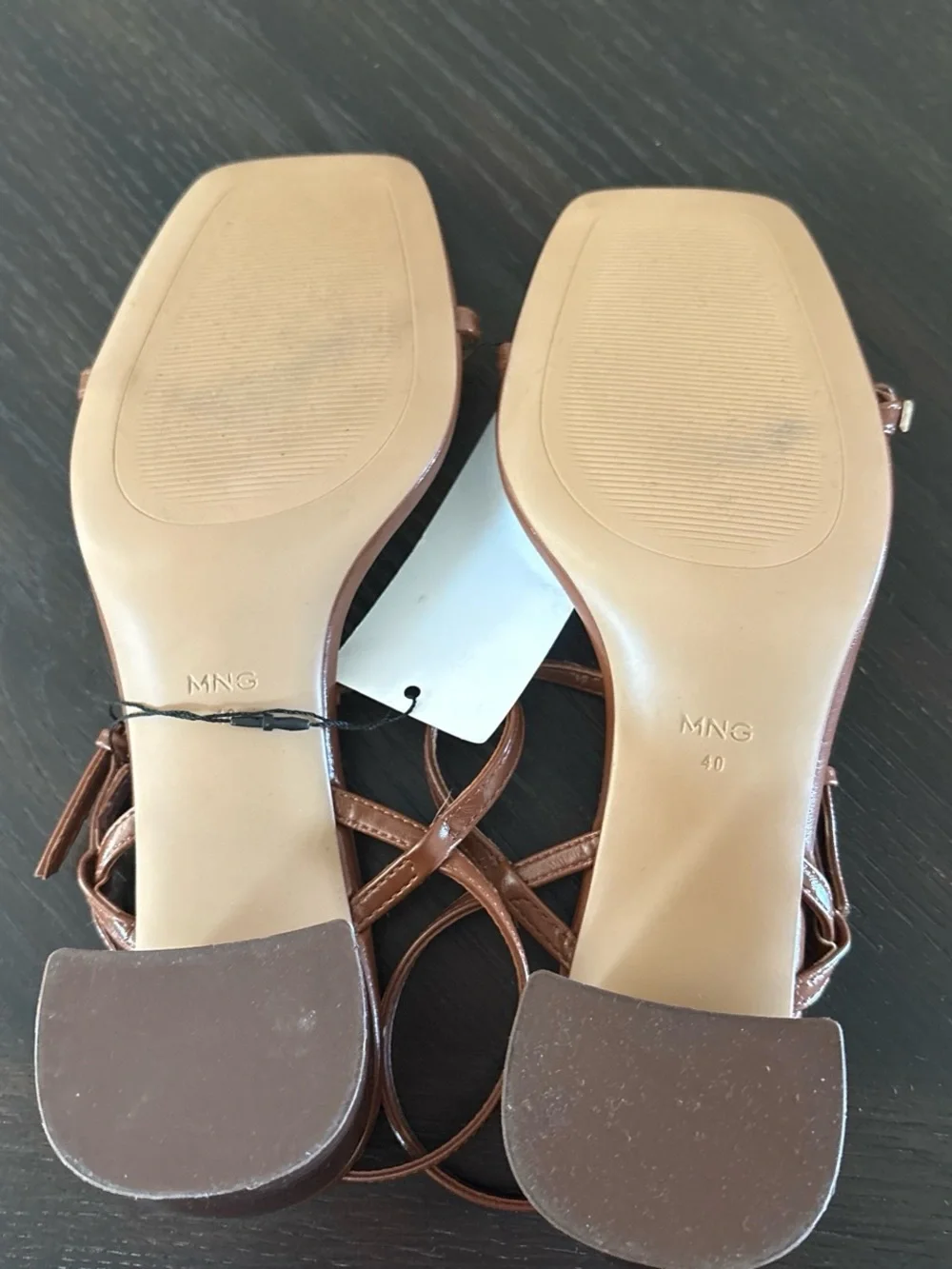 Mango Brown Oporta Strappy Block Heel Sandals NWT EUR 40